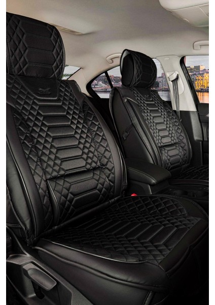 Seat Cordoba Deri Oto Koltuk Kılıfı Ön Arka Takım Siyah Royal Serisi Scr
