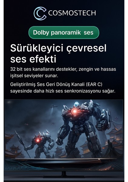 8k HDMI 2.1V Kablo 2 Metre – Ultra Yüksek Hız 48GBPS, Dolby Vision & HDR10 Destekli, Ps5 / Fire Tv / Xbox Uyumlu