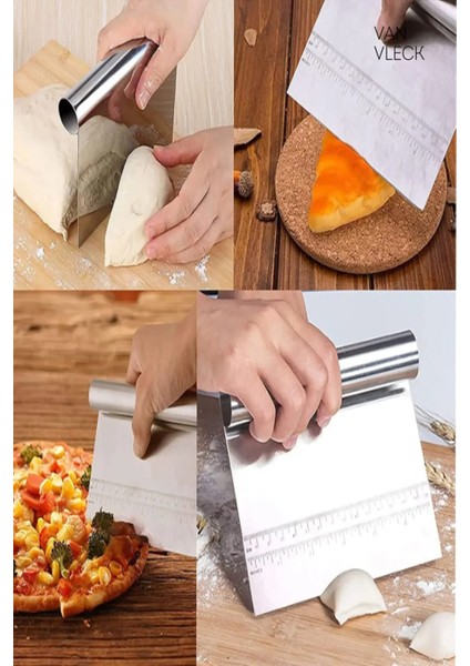 Paslanmaz Çelik Hamur Kesme Spatulası – Ölçü Işaretli, Pasta Hamuru Kesici ve Kazıyıcı modelleri