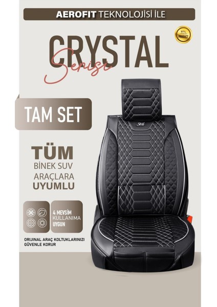 Dacia Sandero Stepway Deri Oto Koltuk Kılıfı Ön Arka Takım Siyah Beyaz Royal Serisi Scr modelleri