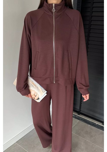 Kadın Ön Fermuarlı Sweat Bel Lastikli Palazzo Pantolon Ikili Takım P-00018850 fiyatları