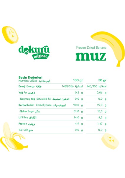 Original Muz Atıştırmalık Meyve Cipsi - Dondurularak Kurutulmuş Muz - Freeze Dried Muz modelleri