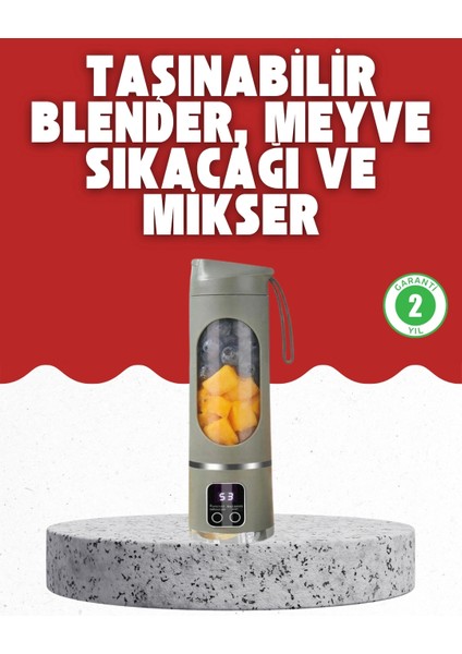 Buğz Tip-C Şarjlı 12 Bıçaklı Blender – Taşınabilir Şarjlı Meyve Sıkacağı