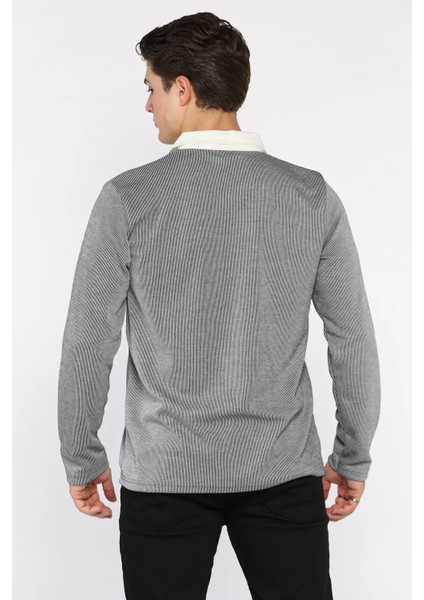 Erkek Gömlek Yaka Çizgili Sweatshirt P-00018564 modelleri