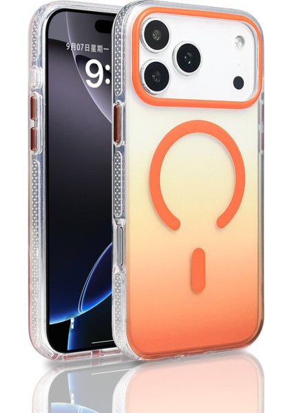 iPhone 17 Pro Max Renk Geçişli Şeffaf Sert Toros Premium Magsafeli Kapak