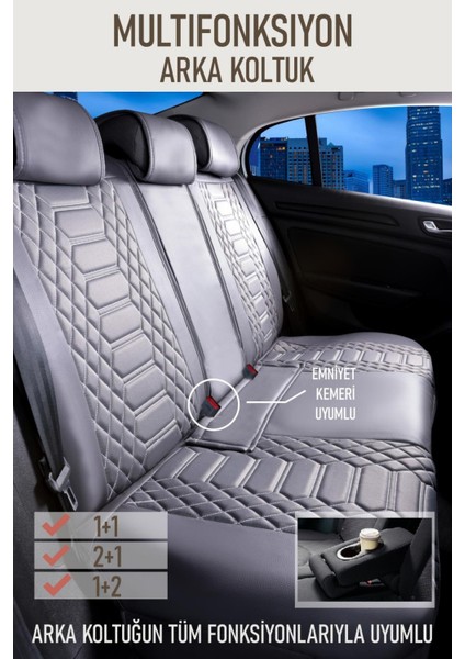 Renault Megane 1 Deri Oto Koltuk Kılıfı Ön Arka Takım Füme Royal Serisi Scr fiyatları