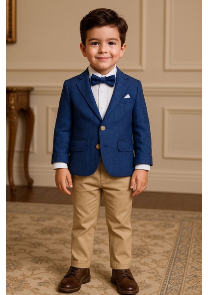 Erkek Çocuk Gabardin Pantolonlu Ceketli Takım