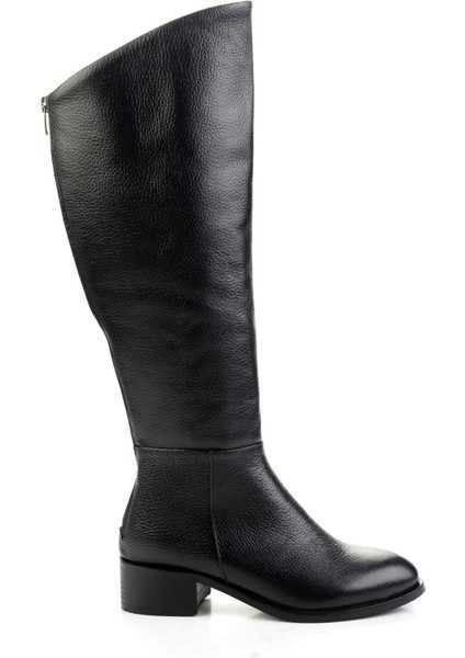 Siyah Hakiki Deri Kadın Çizme K03140432603