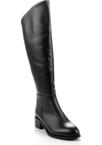 Siyah Hakiki Deri Kadın Çizme K03140432603 fiyatları