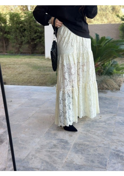 Etek Ucu Dilimli Sarı Etek modelleri