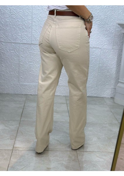 Straight Bej Jean Pantolon fırsatları