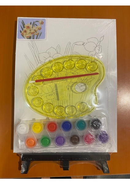 Çizimli Pres Tuval Seti 24 x 32 cm (Akrilik Boya + Fırça + Palet)