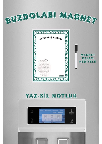 Yaz Sil Yeşil Renk Bereket Duası Magnet Alışveriş Listesi Buzdolabı Notluk Islami Magnet fiyatları