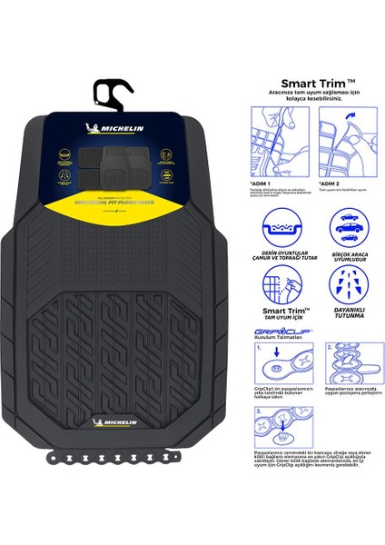 MC34587 Tüm Araçlara Uyumlu 4 Parça Üniversal 3D Havuzlu Oto Paspas fiyatları