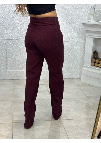 Straight Bordo Jean Pantolon fırsatları