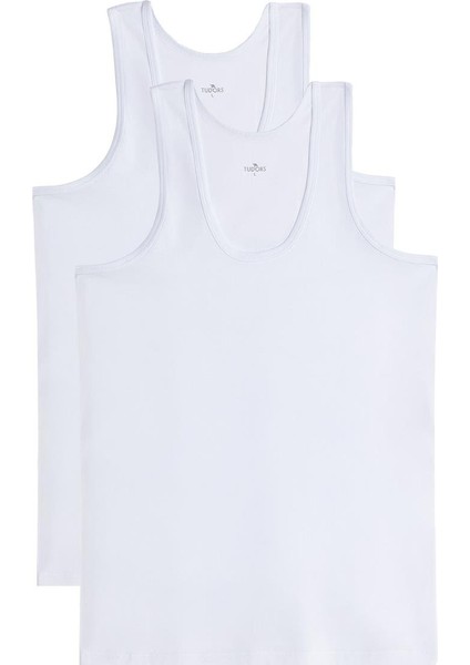 2 Adet Compact Penye Beyaz Erkek Atlet Pamuklu Standart Fit Normal Kesim 2'li Paket