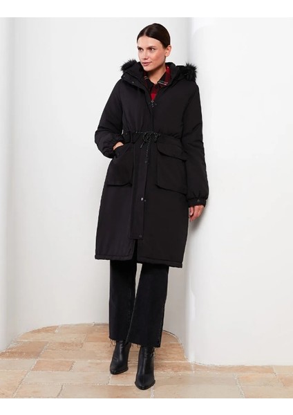 Modest Kadın Kapüşonlu Düz Parka fiyatları