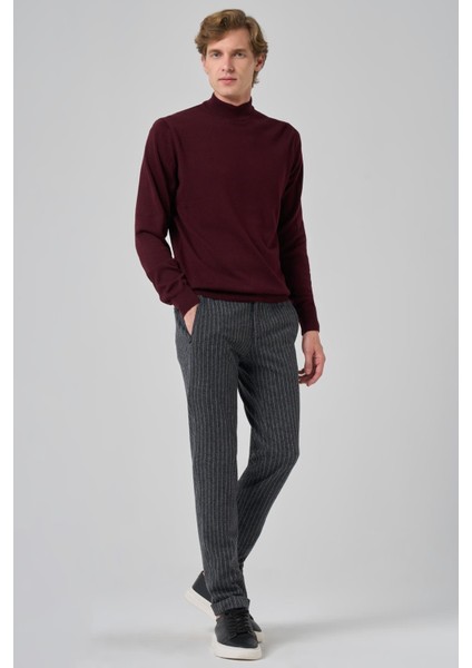 Erkek Koyu Bordo Basic Yarım Balıkçı Yaka Dynamic Fit Rahat Kesim Triko fırsatları