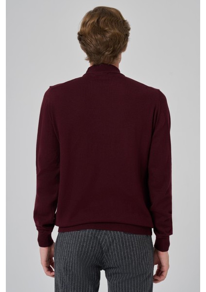 Erkek Koyu Bordo Basic Yarım Balıkçı Yaka Dynamic Fit Rahat Kesim Triko indirimleri