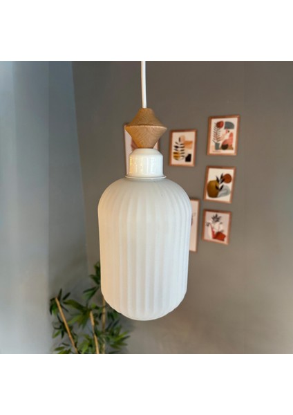 Wingmn Beyaz Cam Tekli Avize Ahşap Q Başlık Retro Sarkıt Lamba Restoran Salon Aydınlatma modelleri