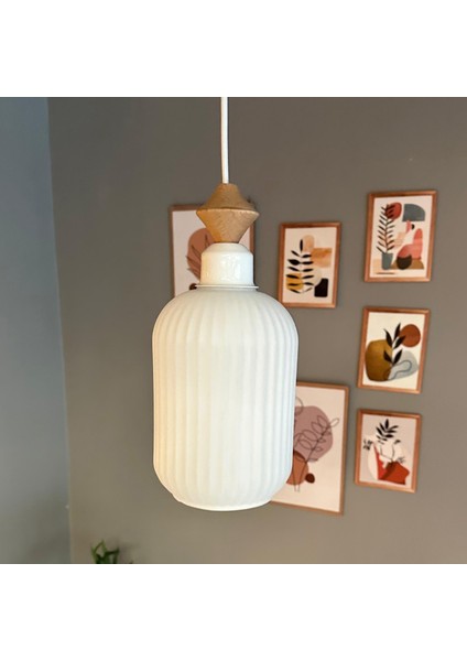 Wingmn Beyaz Cam Tekli Avize Ahşap Q Başlık Retro Sarkıt Lamba Restoran Salon Aydınlatma fırsatları