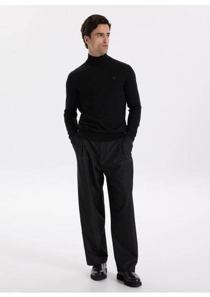 Yarım Balıkçı Yaka Basic Düz Siyah Erkek Kazak F5WM-KZK 2554 fırsatları