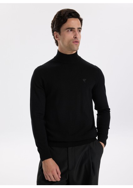 Yarım Balıkçı Yaka Basic Düz Siyah Erkek Kazak F5WM-KZK 2554 indirimleri