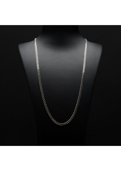 100 Mikron Rodyum Gurmet Gümüş Zincir
