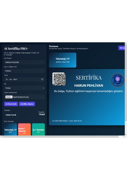 Aı Sertifika Pro+ modelleri