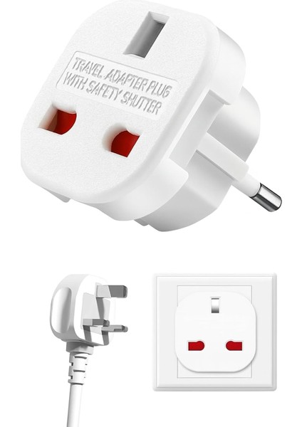 Hadron Ingiltere Den Ab Ye Seyahat Adaptörü - Uk G Tip 3 Pin Den Avrupa E/f Tipi 2 Pin Priz Dönüştürücü, Güvenlik Kilitli, 240V 10A/16A, Fransa, Almanya, Hollanda, Polonya, Isveç Uyumlu
