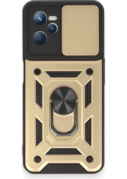 Realme C35 Kılıf Tam Koruma Sağlayan Kamera Sürgülü Sert Silikon Kapak Ryc/pars Yüzüklü