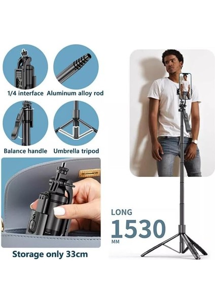 L16 Selfie Çubuğu Uzaktan Kumandalı 153 cm Özçekim 360 Derece Alüminyum Masa Üstü fiyatları