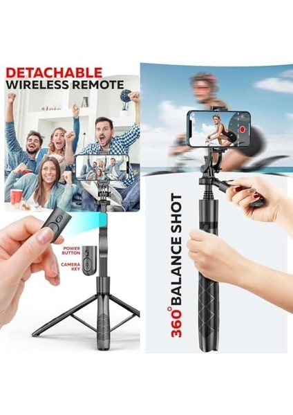L16 Selfie Çubuğu Uzaktan Kumandalı 153 cm Özçekim 360 Derece Alüminyum Masa Üstü modelleri
