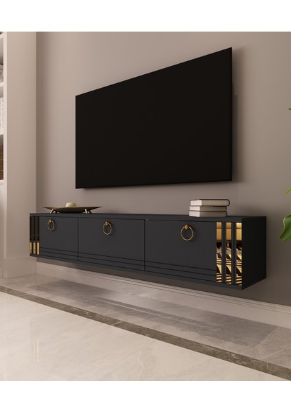 Sahran Tv Ünitesi Duvara Monte Altın | Antrasit - Antrasit