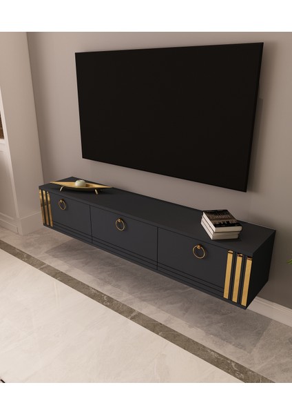 Sahran Tv Ünitesi Duvara Monte Altın | Antrasit - Antrasit modelleri