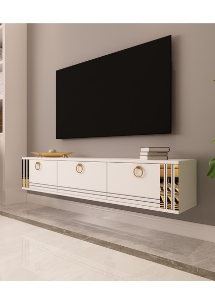 Sahran Tv Ünitesi Duvara Monte Altın | Beyaz - Beyaz