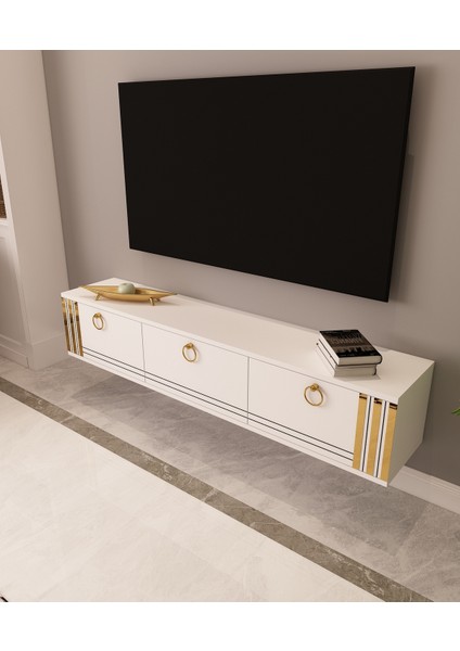Sahran Tv Ünitesi Duvara Monte Altın | Beyaz - Beyaz modelleri