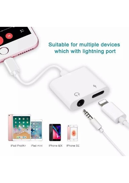 ile Uyumlu Kulaklık Adaptörü 2 Si 1 Arada Lightning Jack 3,5 mm Kulaklık Bağlantısı Şarj Kablosu Dönüştürücü Cihazı Hem Şarj Etmenizi Hem Kulaklık Veya Aux Kullanabilmenizi Sağlar No 159 modelleri