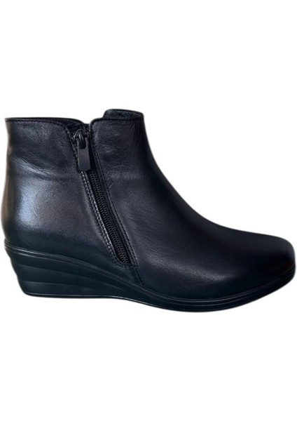 Extrafıt Geniş Kalıp Kadın Küçük ve Büyük Numara Dolgu Topuk Çift Fermuarlı Bot 6419