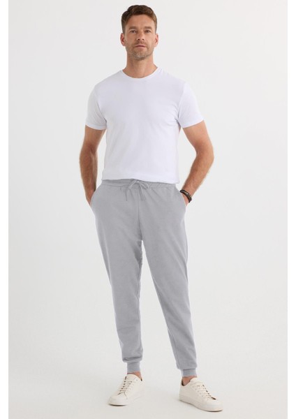 Erkek Regular Fit Klasik Kesim Beli Bağcıklı Jogger Cepli Lastikli Paça Gri Eşofman Altı indirimleri