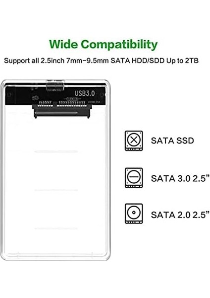 2.5 Inç USB 3.0 Harici SSD Harddisk Şeffaf Taşınabilir HDD Kutusu 4266 modelleri