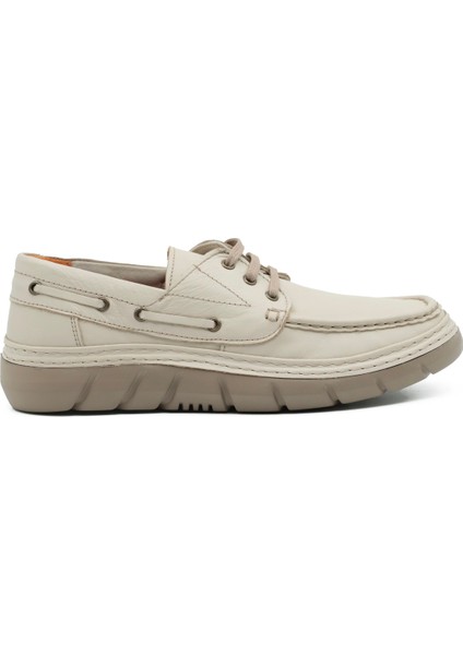 Hakiki Deri Bej Casual Erkek Ayakkabı Bağcıklı - Eva Taban - 251280