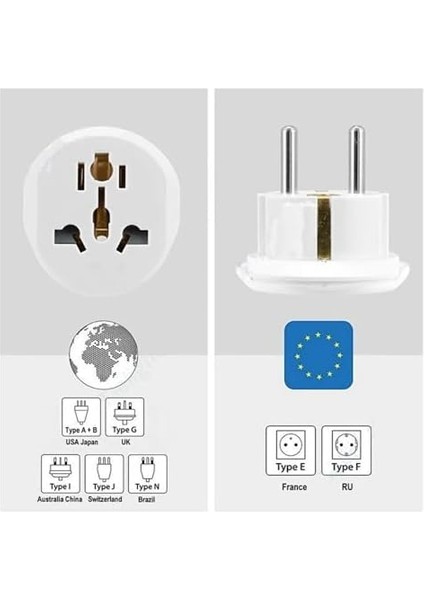 2 Adet Evrensel Uluslararası Priz Fiş Adaptör Çevirici 16A 250V Seyahat Fişi Dönüştürücü Adaptörü, 200'DEN Fazla Ülkede Abd/avustralya/uk, Ce Sertifikalı modelleri