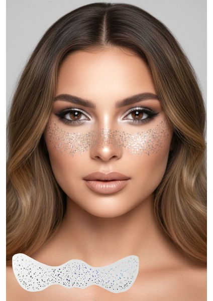 Gümüş Çil Makyaj Bandı Glitter Parıltılı Simli Bant Tattoo