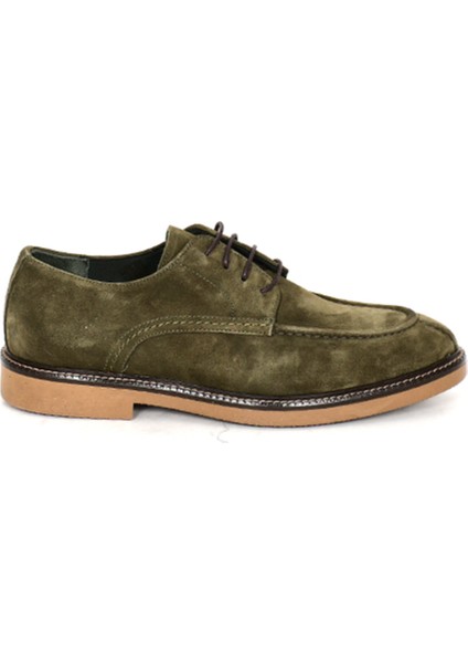 Hakiki Süet Deri Casual Yeşil Erkek Ayakkabı Termo Taban Bağcıklı - 23201