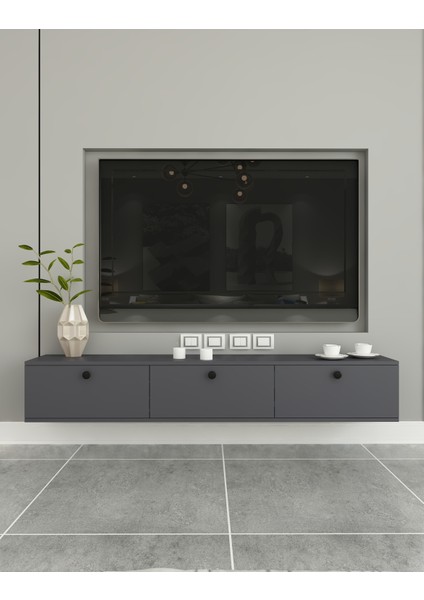 Miralay Tv Ünitesi Duvara Monte | Antrasit - Antrasit