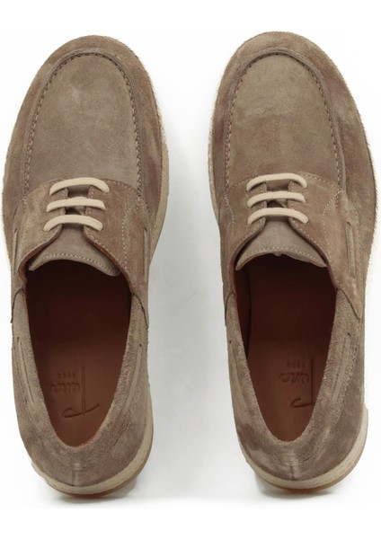 Hakiki Süet Deri Bej Casual Erkek Ayakkabı Kauçuk Tabanlı Bağcıklı - 4157 indirimleri
