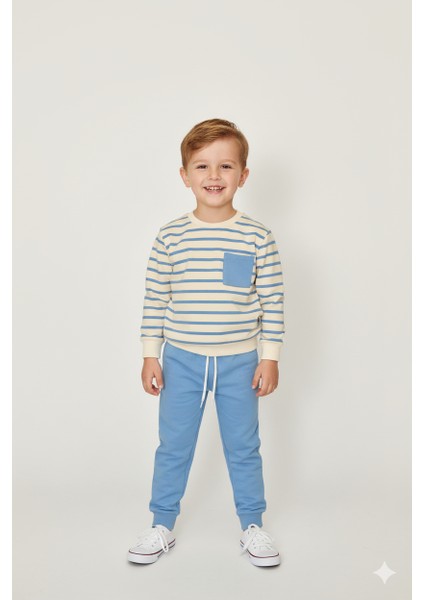 Erkek Çocuk Çizgili Supreme Kumaş Cep Detaylı Paça Ribanalı Takım - 1039698