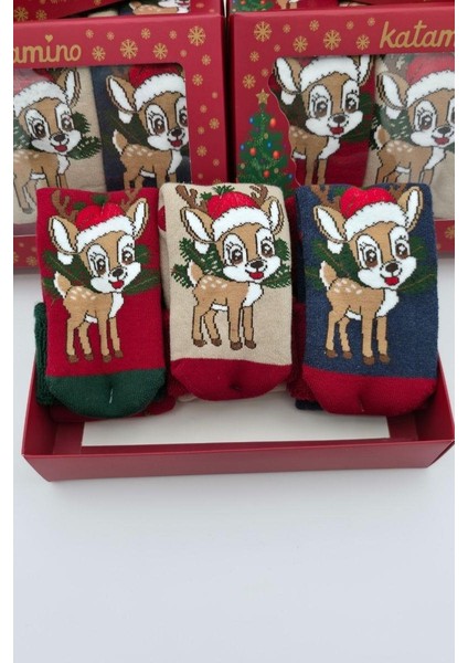 3 Çift Unısex Hediyelik Yeniyıl Temalı Çocuk Soket Havlu Çorap fiyatları