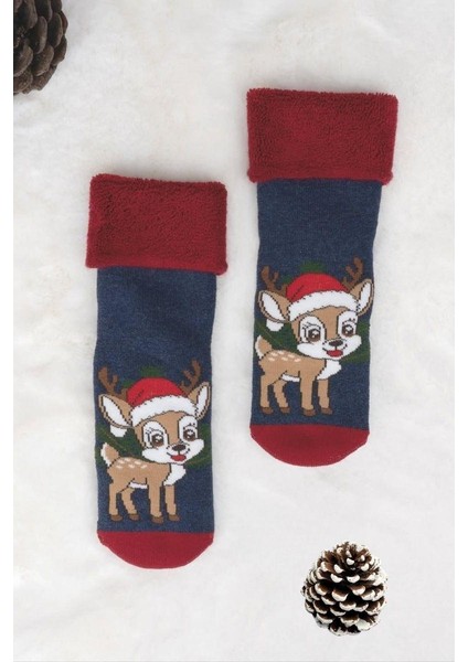 3 Çift Unısex Hediyelik Yeniyıl Temalı Çocuk Soket Havlu Çorap